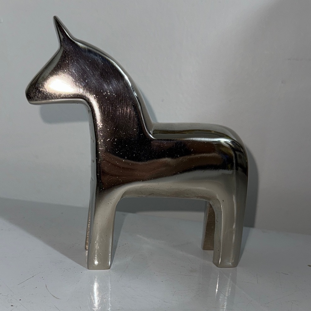 RARE Vtg IKEA Finansiell Dala Horse Cast Aluminum Scandinavian Sweden Figure